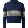 Fairisle Collar Sweater, Navy - Sweaters - 1 - thumbnail