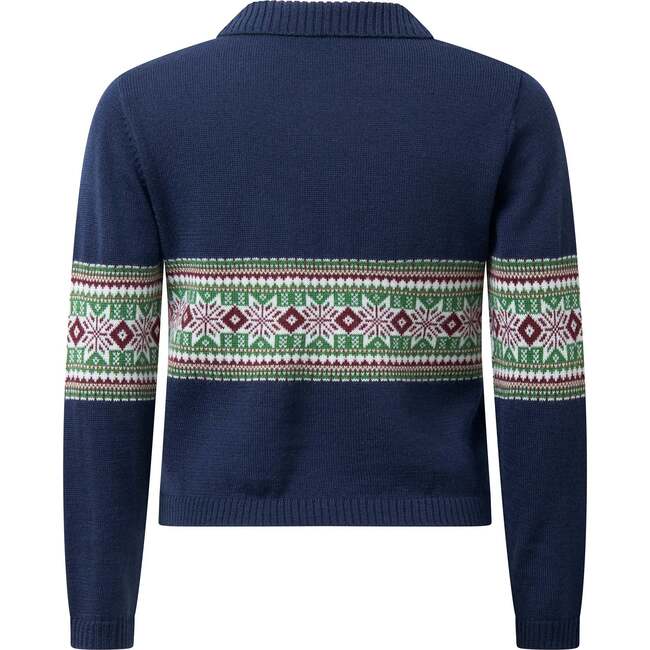 Fairisle Collar Sweater, Navy