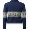 Fairisle Collar Sweater, Navy - Sweaters - 2