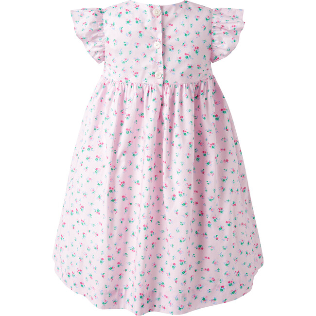 Flutter Sleeve Floral Smocked Dress and Bloomers, Pink