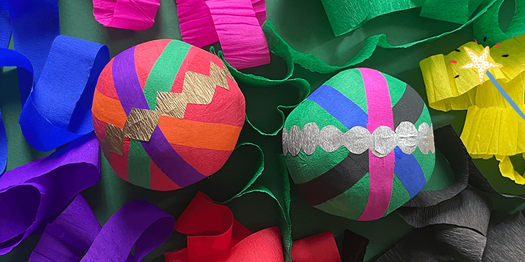 surprise balls made with crepe paper