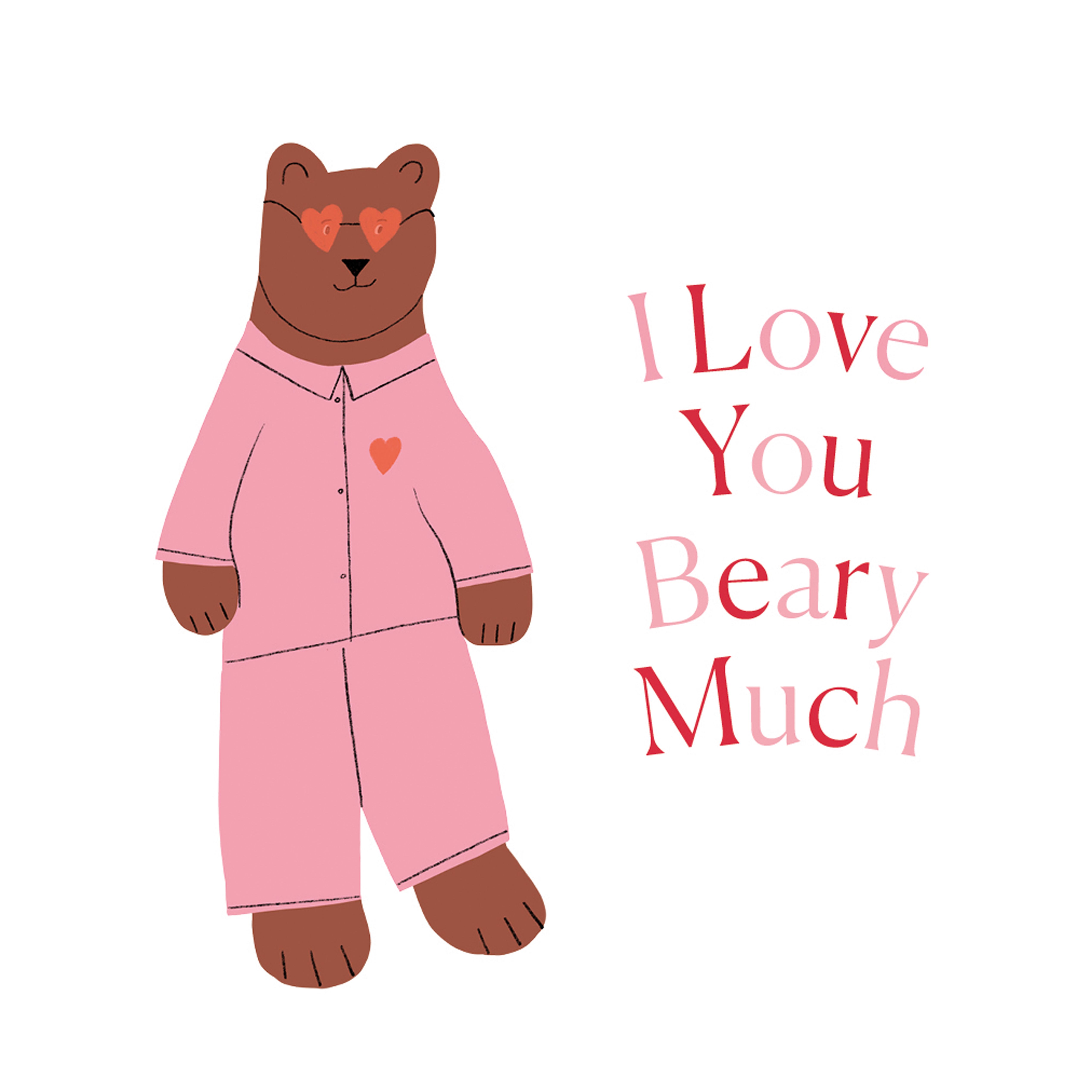 illustrated Valentines cards for kids with bears flowers and hearts