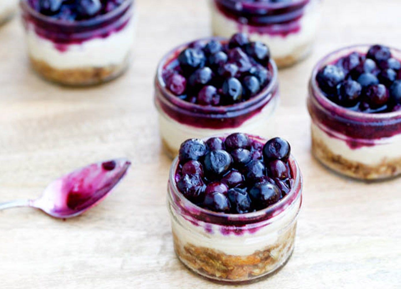 Bite-Sized Vegan Blueberry Cheesecakes