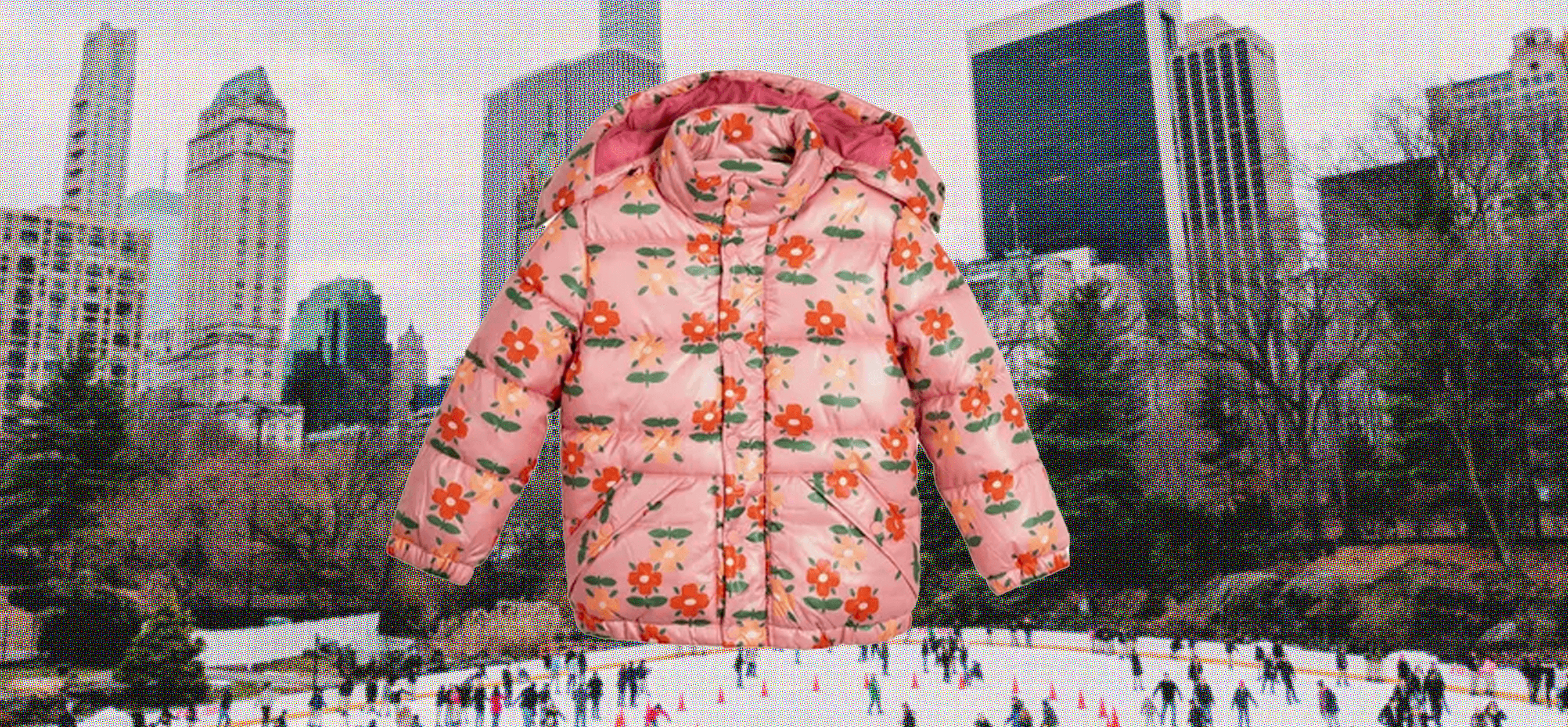 image of kids jacket over Wollman skating rink in New York City winter